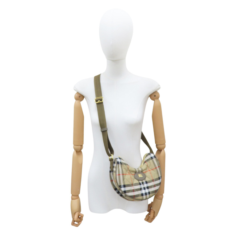 棕色 棉質 經典格紋 肩背包【BURBERRY 巴寶莉】 8111308-7