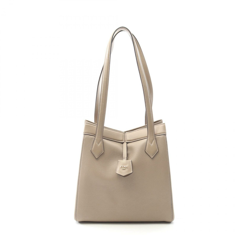FENDI ORIGAMI 中型托特包肩包 8BH414APZAF11WS 皮革米色二手女款-0