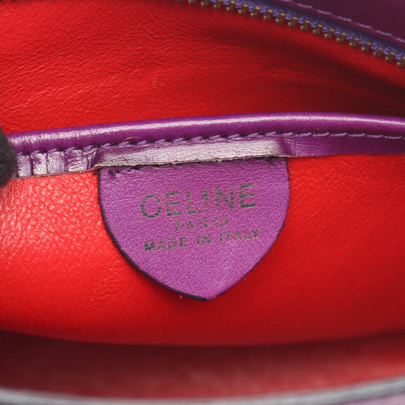 CELINE 迷你托特包 手提包 皮革 紫色 二手 女士-3