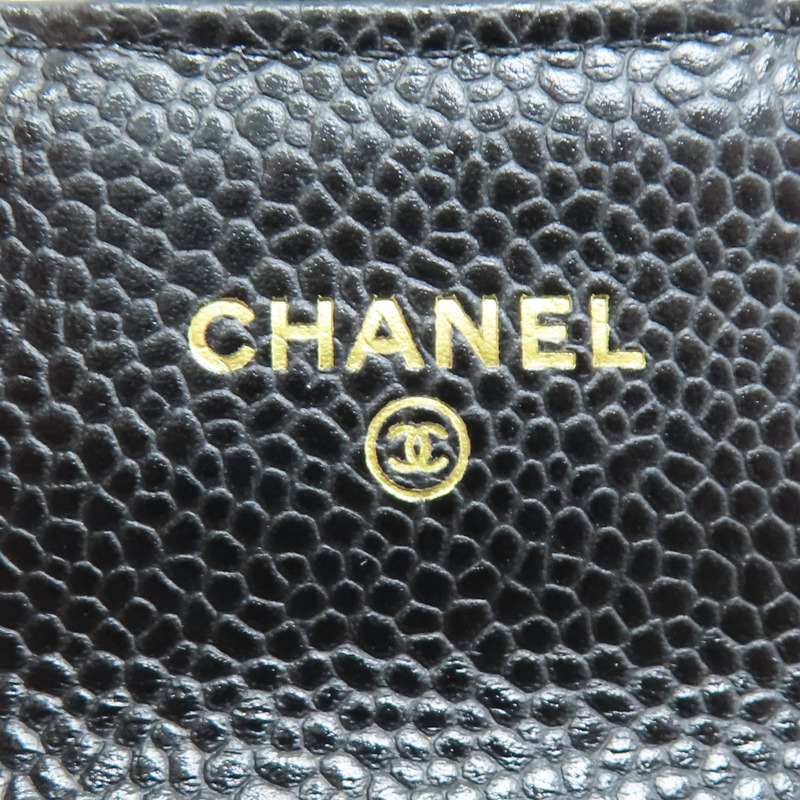黑色 菱格紋 荔枝牛皮 扣式名片夾 金扣【CHANEL 香奈兒】 AP0214 Y01864 C3906-5