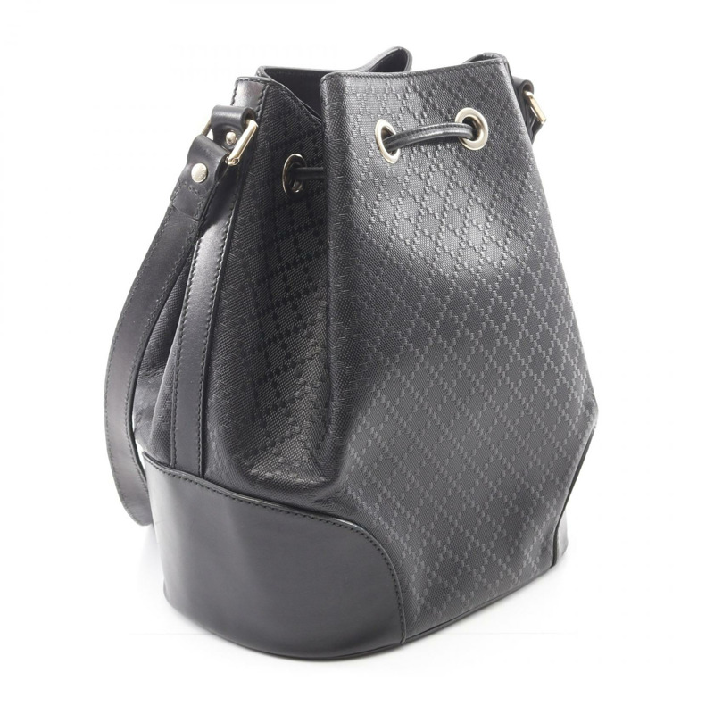 GUCCI Bright Diamante 單肩包 354228 帆布皮革黑色二手女士-1