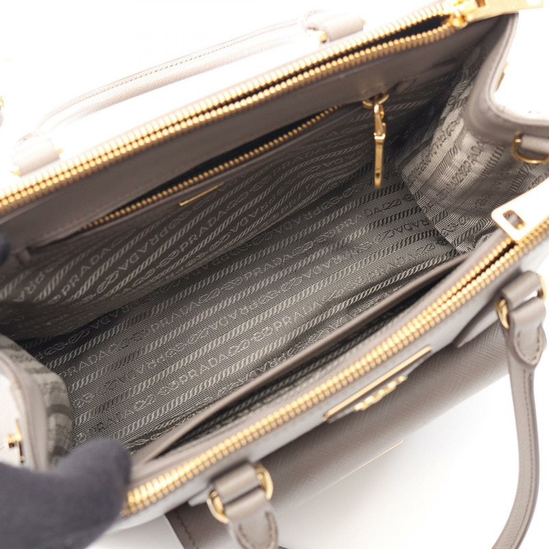 PRADA SAFFIANO LUX 2Way 單肩包 手提包 1BA256 皮革 灰色 二手 女款-2