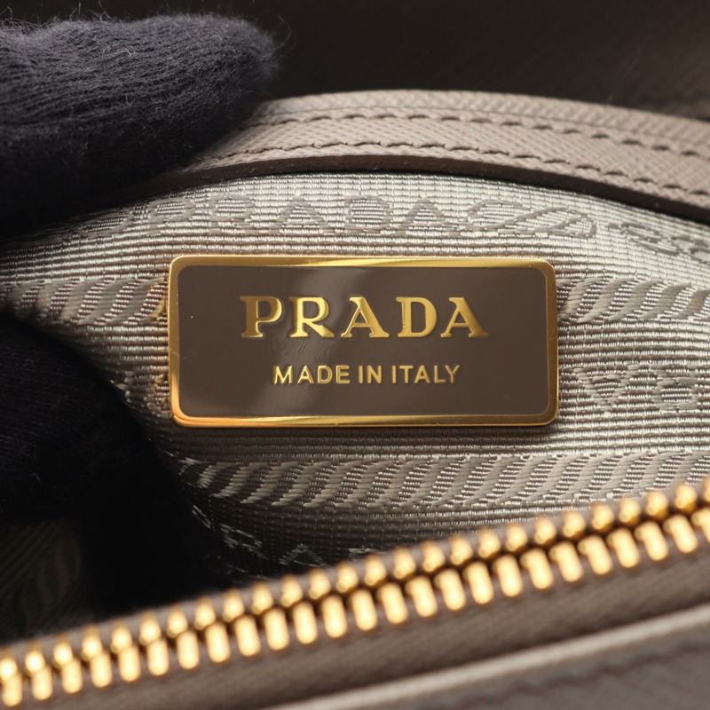 PRADA SAFFIANO LUX 2Way 單肩包 手提包 1BA256 皮革 灰色 二手 女款-3