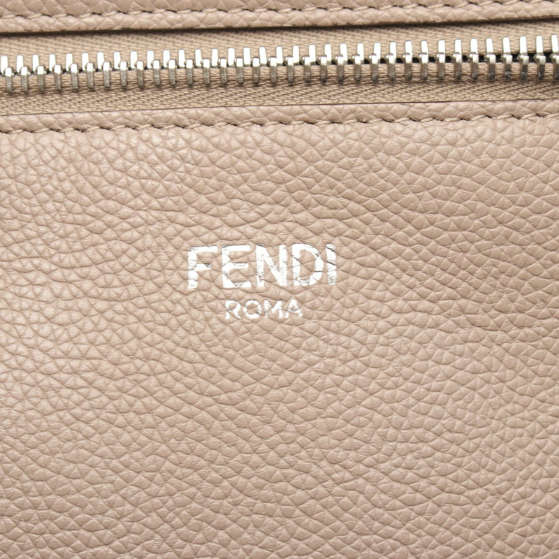 FENDI 標誌單肩手提包 7VA610 皮革 灰褐色 二手 男女通用-3