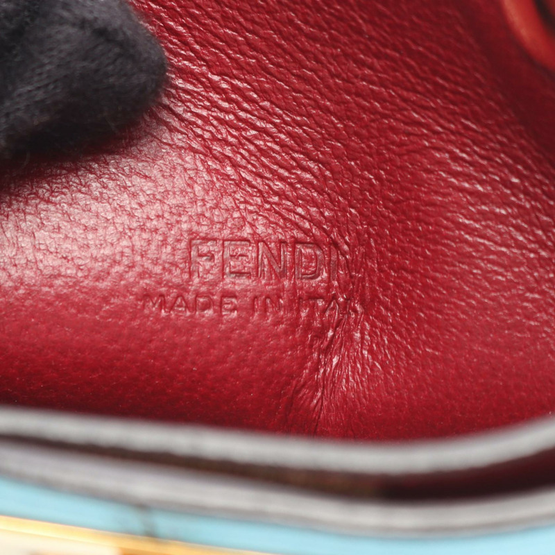 FENDI 手機袋斜背包 8M0442 皮革 藍色 二手 女士-3