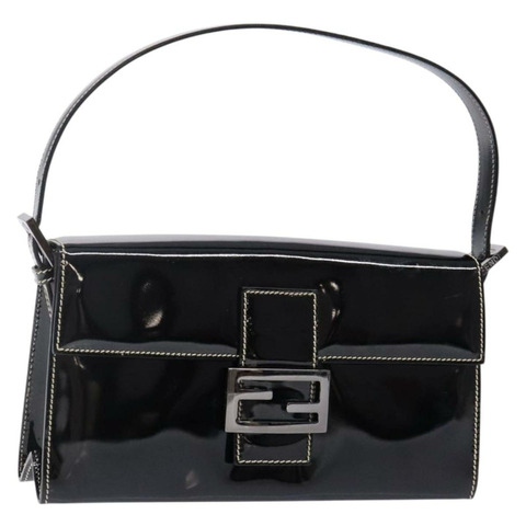 FENDI Mamma Baguette 肩背包 琺瑯黑色 正品 ep10832
