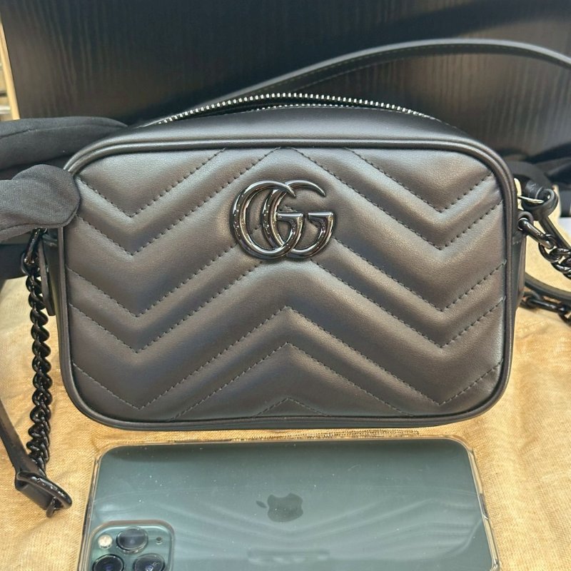 GUCCI GG Marmont Mini相機包 黑色-6