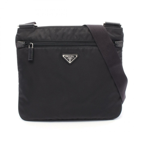 PRADA TESSUTO SAFFI 肩背包 2VH251 尼龍 Saffiano 皮革 黑色 二手 女士