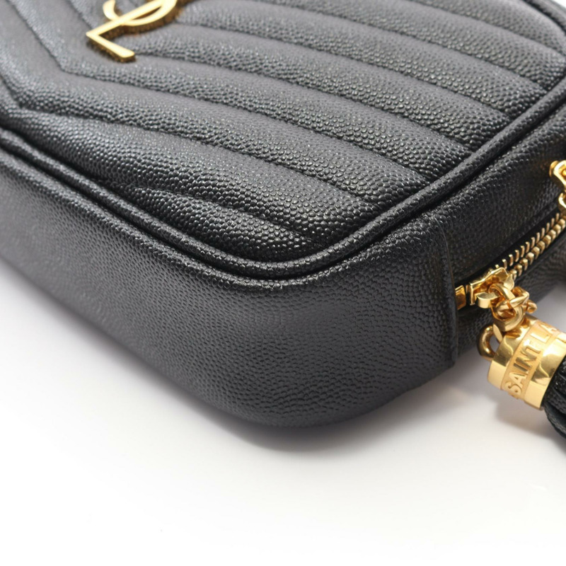 SAINT LAURENT PARIS Lou mini 斜背包 皮革 黑色 二手 女款-4
