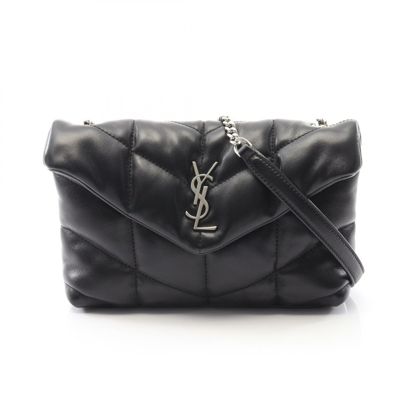 SAINT LAURENT PARIS Lulu Puffer 斜背包 皮革 黑色 二手 女款-0
