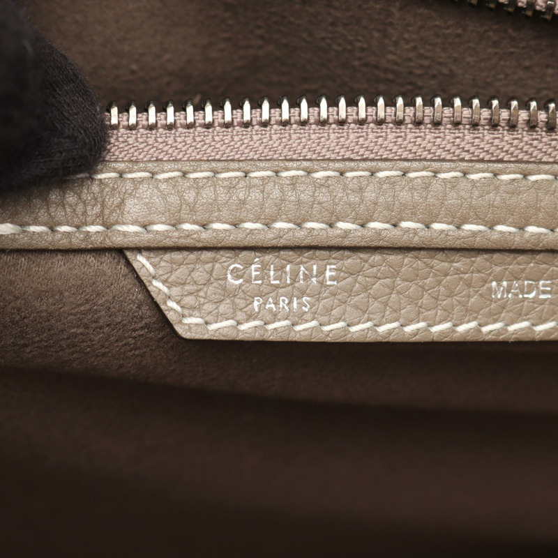 CELINE Luggage 迷你購物袋手提包皮革棕色二手女款-3