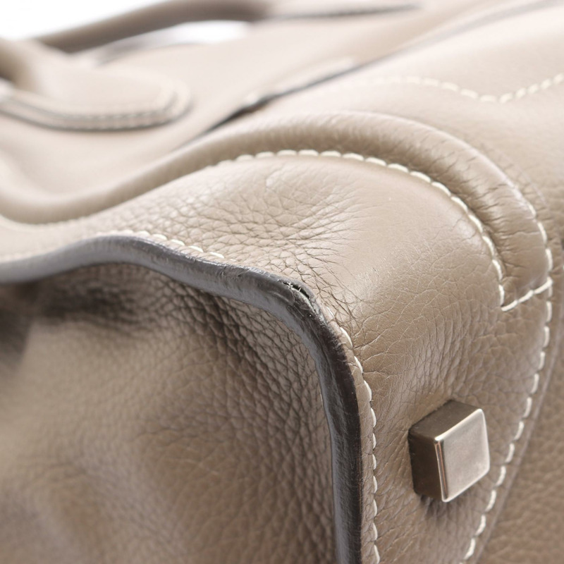 CELINE Luggage 迷你購物袋手提包皮革棕色二手女款-4