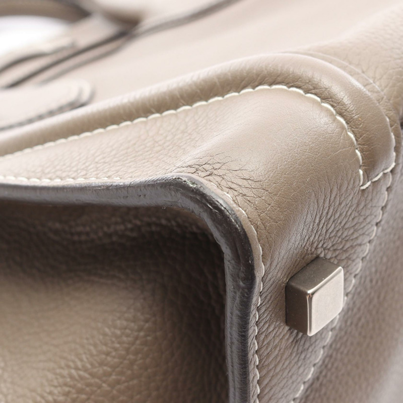 CELINE Luggage 迷你購物袋手提包皮革棕色二手女款-7