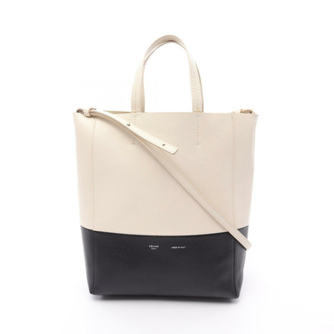 CELINE Vertical Small Cabas 托特包 單肩包 皮革 白色 黑色 二手 女款