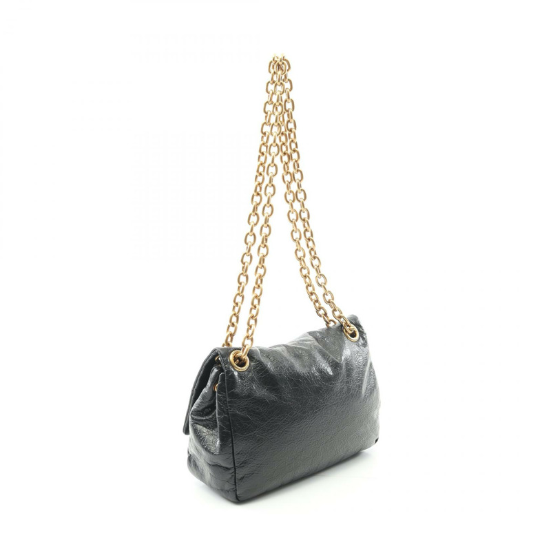 BALENCIAGA Monaco 迷你鏈條單肩包 792977 皮革 黑色 二手 女款 GHW-1