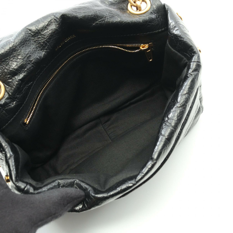 BALENCIAGA Monaco 迷你鏈條單肩包 792977 皮革 黑色 二手 女款 GHW-2