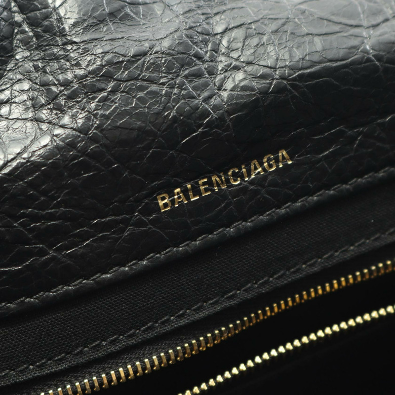 BALENCIAGA Monaco 迷你鏈條單肩包 792977 皮革 黑色 二手 女款 GHW-3