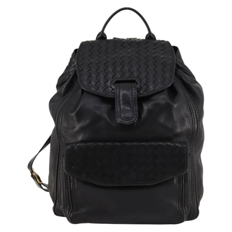 【日本直送】BOTTEGA VENETA INTRECCIATO 背包 皮革 黑金 正品 141914-12
