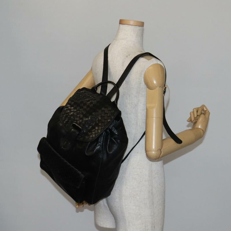 【日本直送】BOTTEGA VENETA INTRECCIATO 背包 皮革 黑金 正品 141914-23