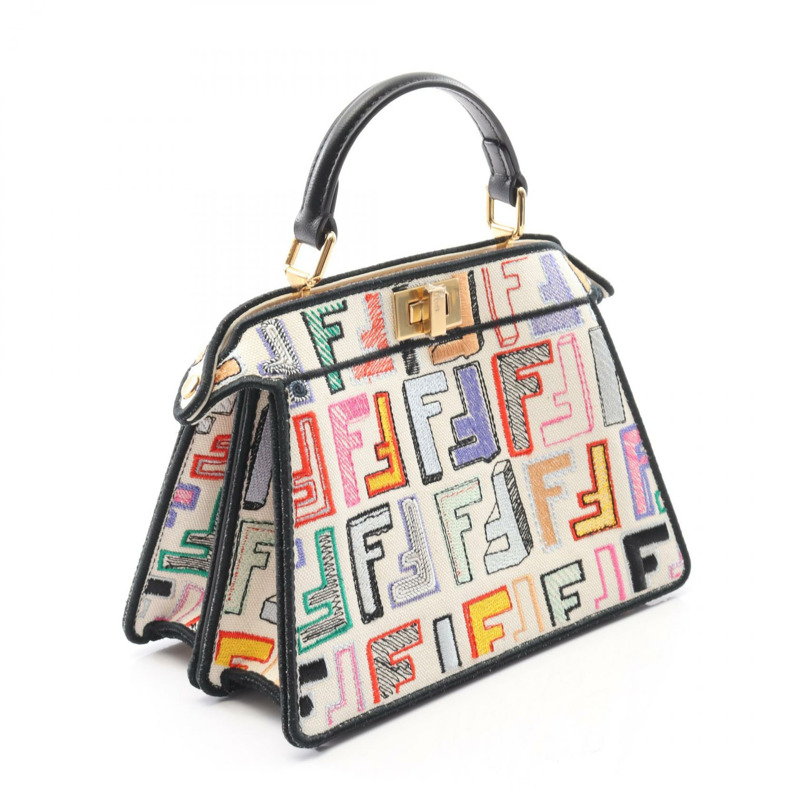 FENDI Peekaboo ISeeU 單肩包 帆布 皮革 白色 黑色 多色 二手-1