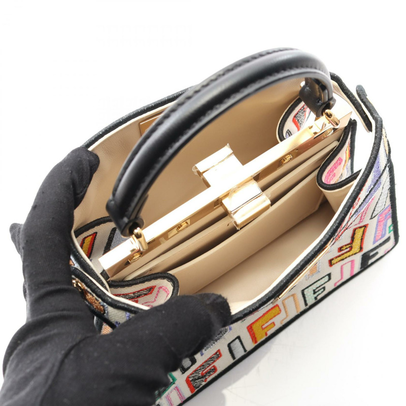 FENDI Peekaboo ISeeU 單肩包 帆布 皮革 白色 黑色 多色 二手-2