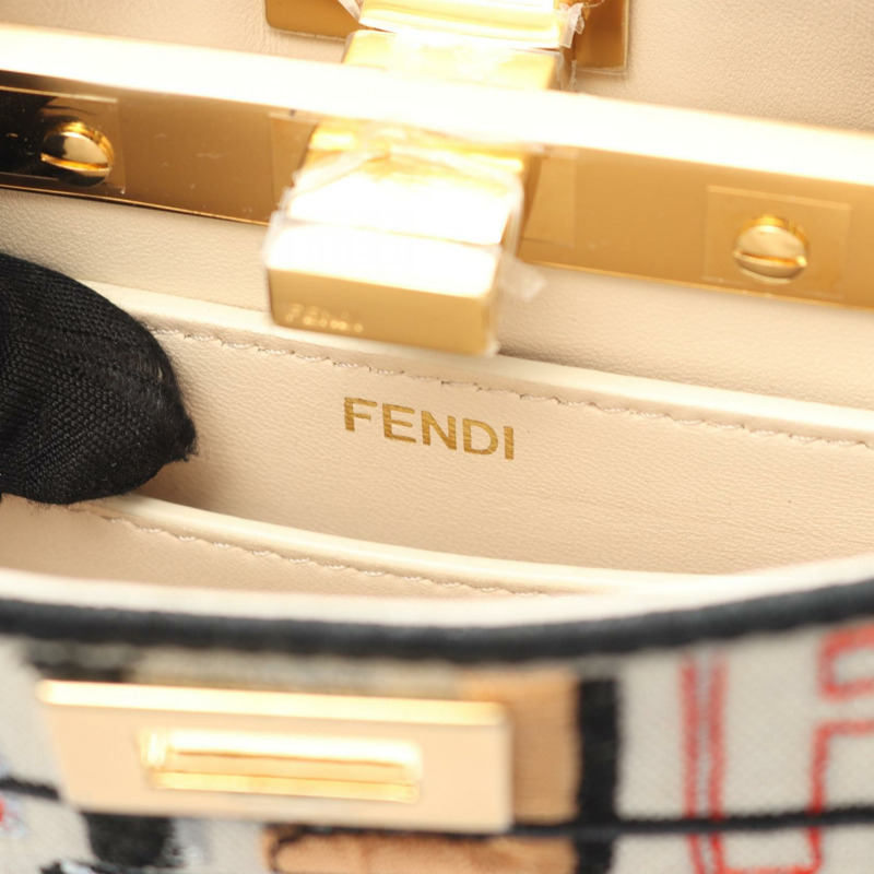 FENDI Peekaboo ISeeU 單肩包 帆布 皮革 白色 黑色 多色 二手-3