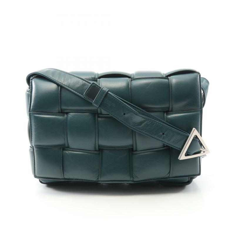 BOTTEGA VENETA Padded Cassette Intrecciato 單肩包 皮革 綠色 二手 女士-0