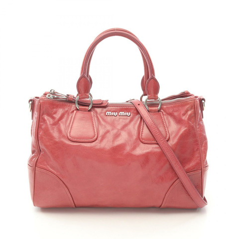 Miu Miu VITELLO SHINE 2Way 單肩包 手提包 5BA091 皮革 紅色 二手 女款
