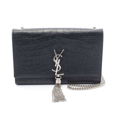 SAINT LAURENT PARIS kate 流蘇中型單肩包 皮革 黑色 二手 女士