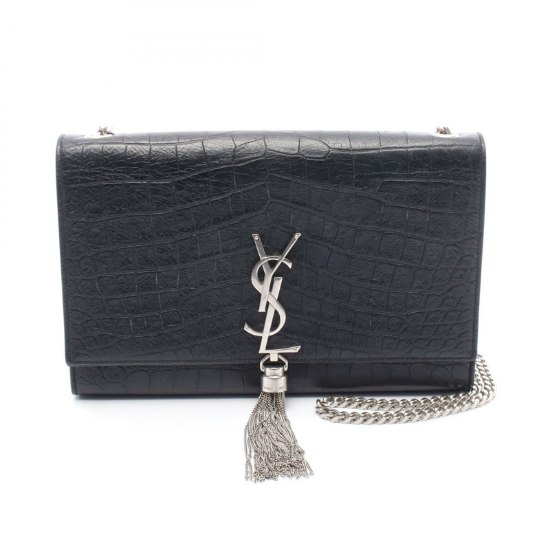 SAINT LAURENT PARIS kate 流蘇中型單肩包 皮革 黑色 二手 女士-0