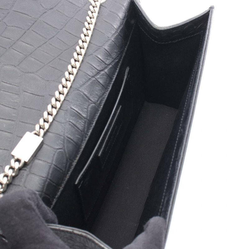 SAINT LAURENT PARIS kate 流蘇中型單肩包 皮革 黑色 二手 女士-2