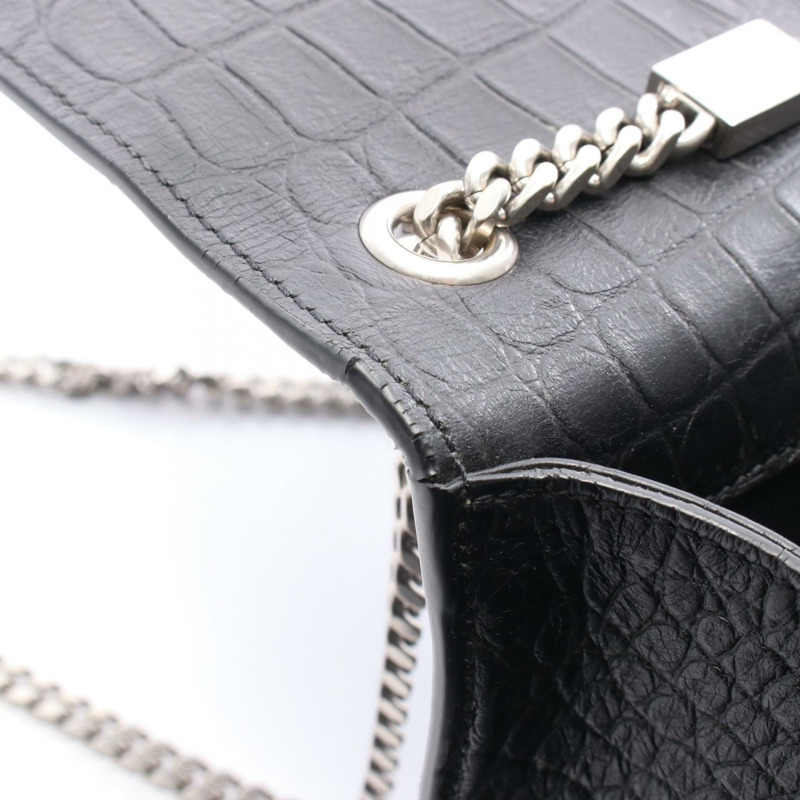 SAINT LAURENT PARIS kate 流蘇中型單肩包 皮革 黑色 二手 女士-5