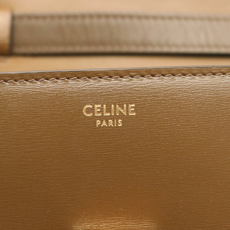 CELINE 經典青少年箱型單肩包 皮革 棕色 二手 女士-3