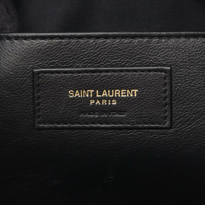 SAINT LAURENT PARIS East West 單肩手提包 609017 皮革草編黑色 二手-3