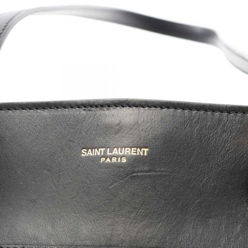 SAINT LAURENT PARIS East West 單肩手提包 609017 皮革草編黑色 二手-6