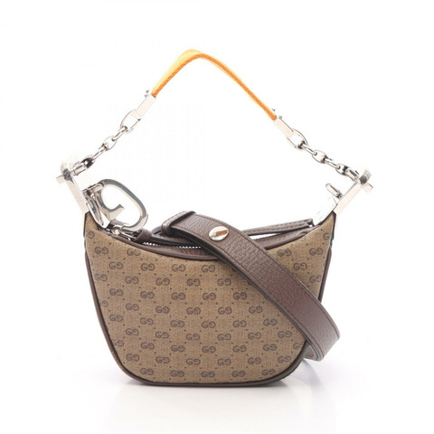 GUCCI Micro GG Sherry Line 單肩包 手提包 718512 帆布 皮革 米色 棕色