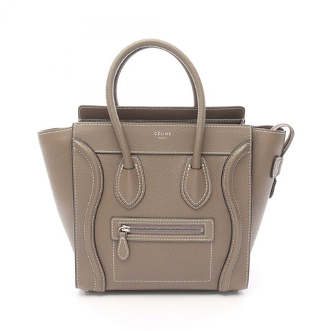 CELINE Luggage 微型購物手提包 167793 皮革棕色二手女士