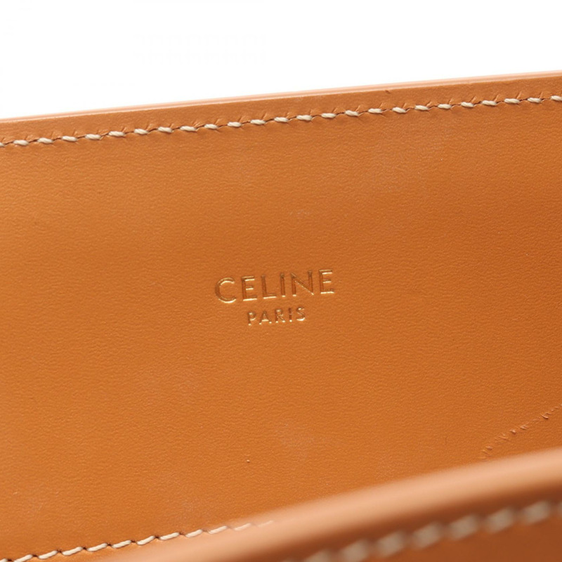 CELINE 小號 Vertical Cabas 單肩托特包 帆布 皮革 白色 棕色 二手-3