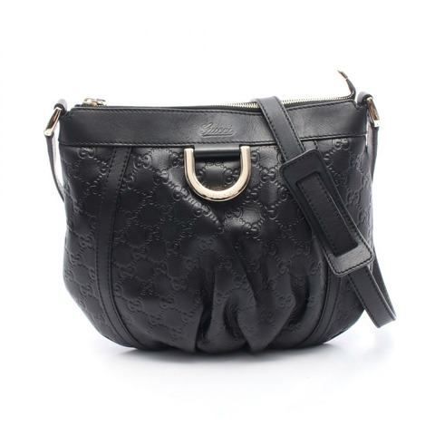 GUCCI Abbey Guccissima 單肩包斜背包 203257 皮革 黑色 二手 女士