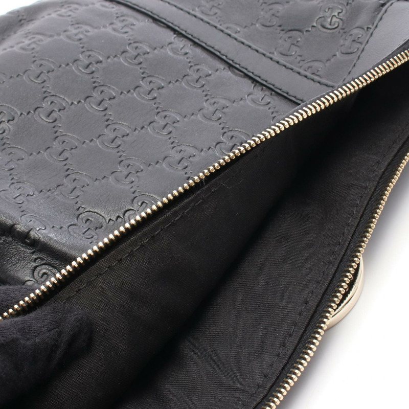 GUCCI Abbey Guccissima 單肩斜背包 203257 黑色皮革 二手 女士-5