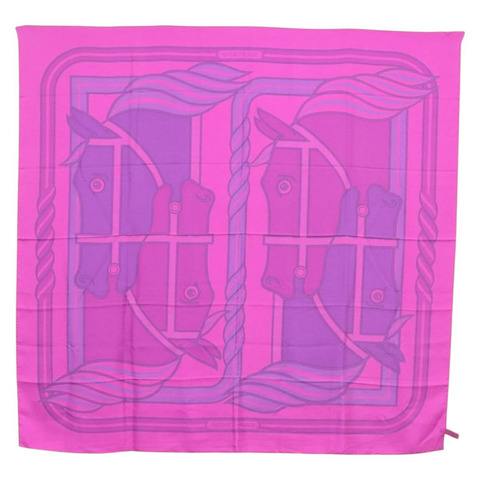 HERMES Carre 140 圍巾「QUADRIGE」絲綢紫色正品 134915M