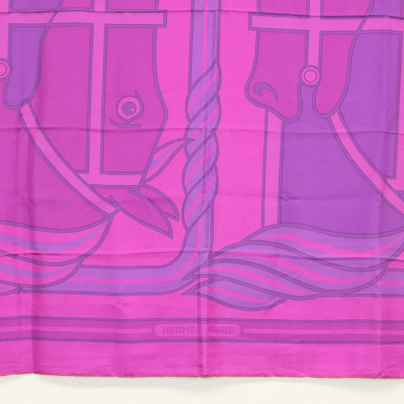 【日本直送】HERMES Carre 140 圍巾「QUADRIGE」絲綢紫色正品 134915M-8