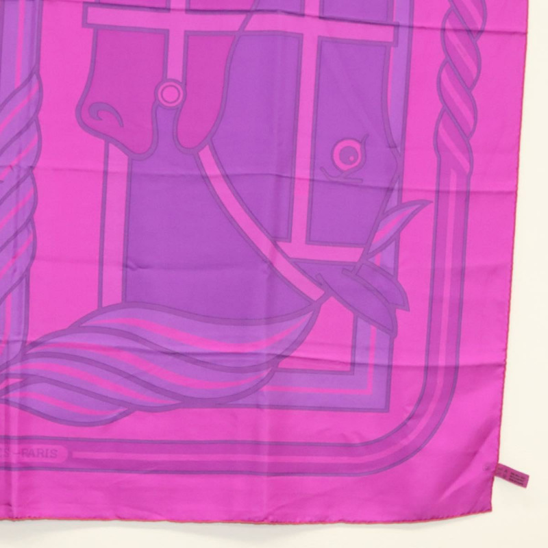 【日本直送】HERMES Carre 140 圍巾「QUADRIGE」絲綢紫色正品 134915M-9