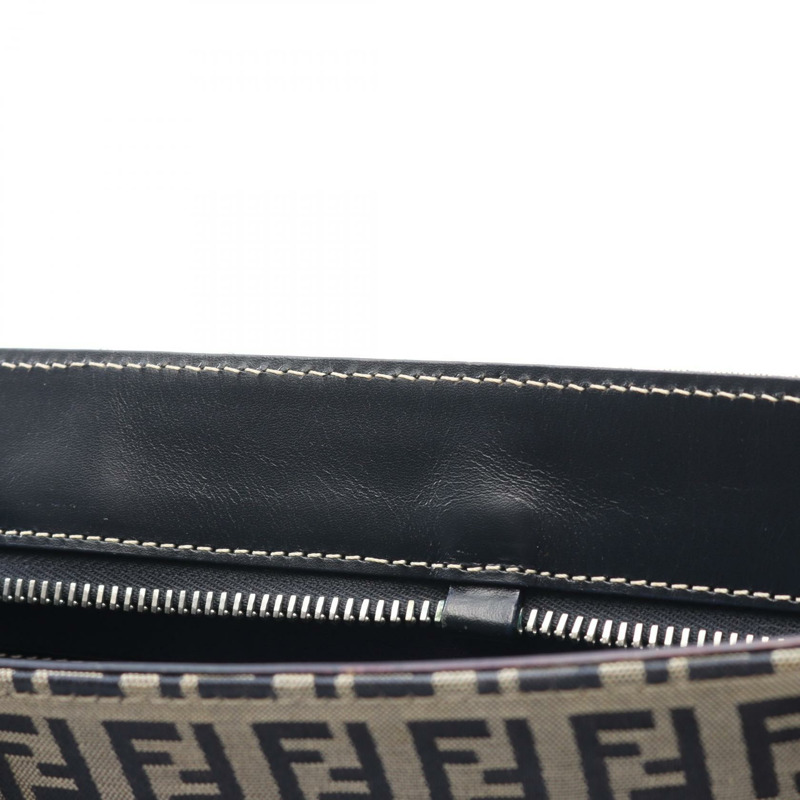 FENDI Zucchino 手提包 帆布 皮革 灰色 海軍藍 二手 女士-4