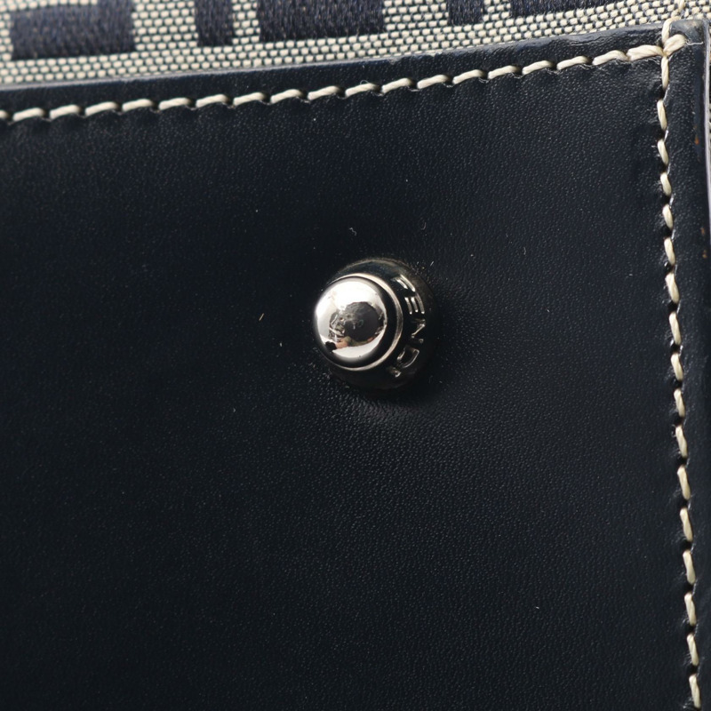 FENDI Zucchino 手提包 帆布 皮革 灰色 海軍藍 二手 女士-6