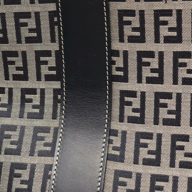 FENDI Zucchino 手提包 帆布 皮革 灰色 海軍藍 二手 女士-11