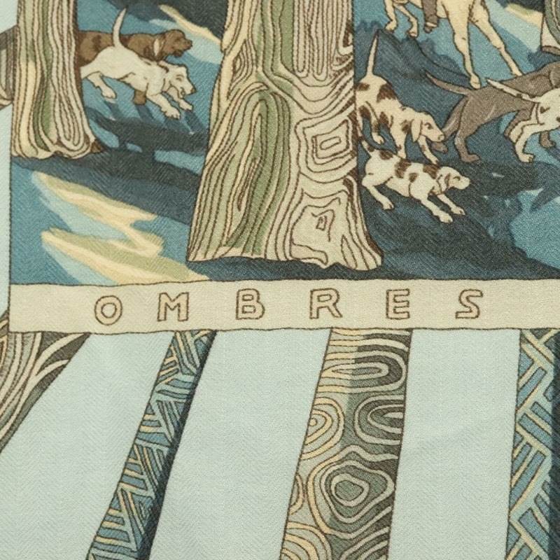 【日本直送】HERMES Carre 140 圍巾「OMBRES ET LUMIERES」羊絨藍色正品 134913M-12