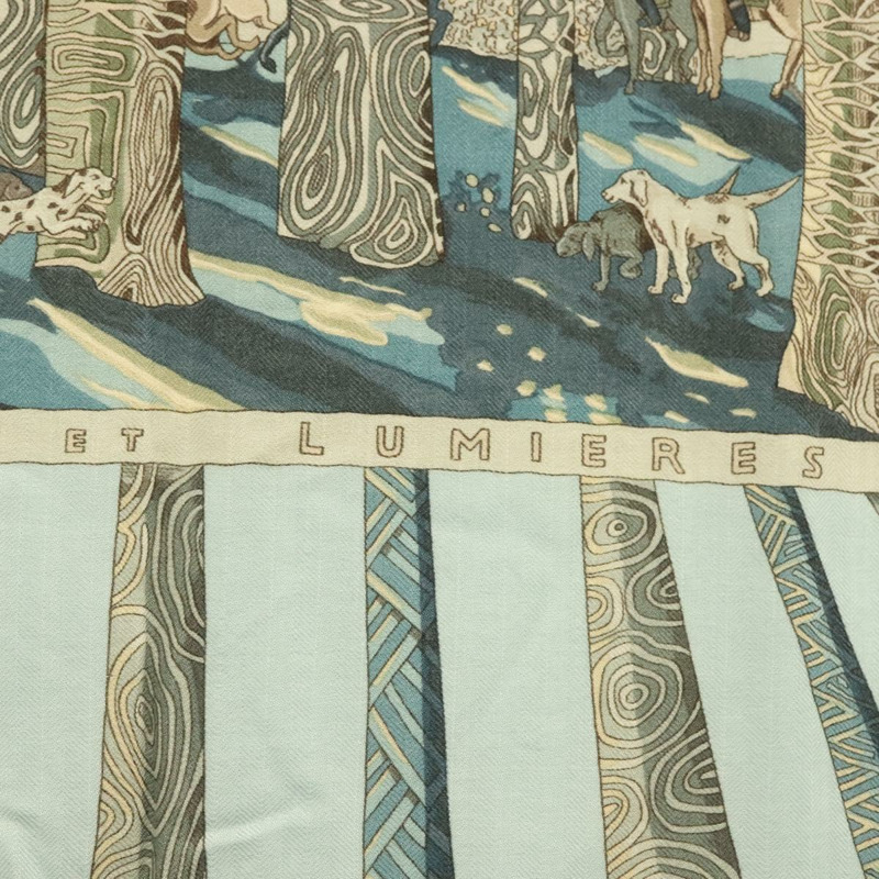 【日本直送】HERMES Carre 140 圍巾「OMBRES ET LUMIERES」羊絨藍色正品 134913M-13