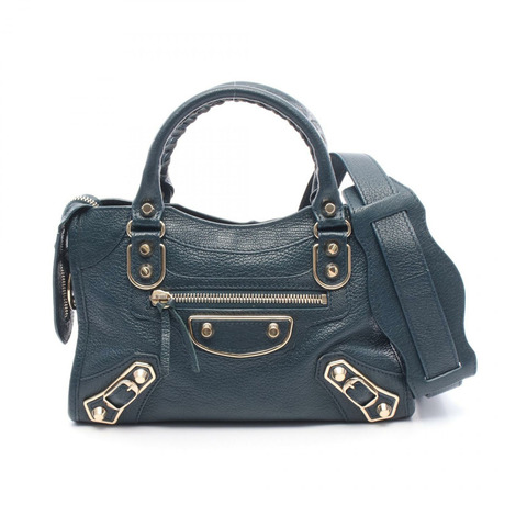 BALENCIAGA 經典金屬邊迷你都會單肩包 390160 皮革 綠色