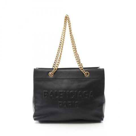 BALENCIAGA DUTY FREE 中型鏈條單肩托特包 760013 皮革 黑色 二手